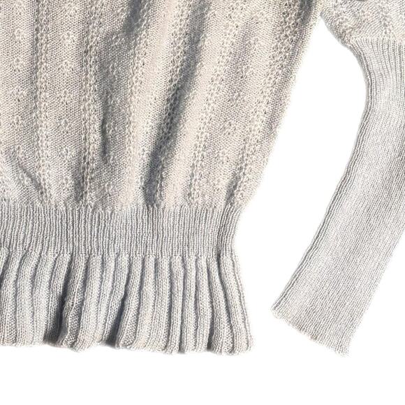 80's Light blue dainty knit sweater with ruffled detail - Picture 3 of 5